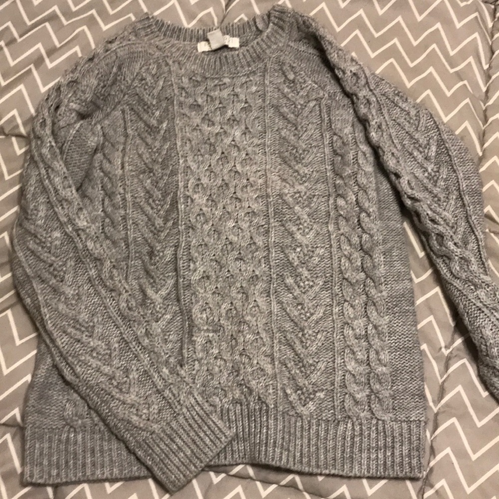 Grey cable knit sweater
